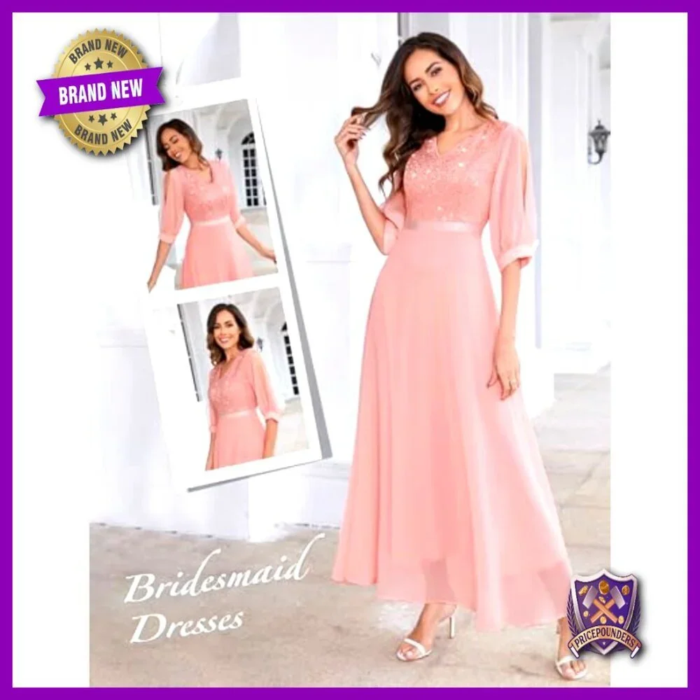 Sequin Maxi Dress with Split Sleeves Formal Evening Gown